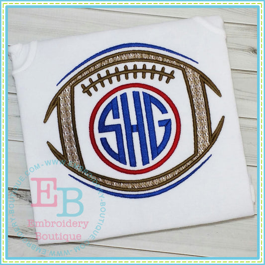 Sketch Monogram Football Embroidery Design, Embroidery