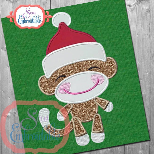 Sock Monkey Santa Boy Applique, Applique