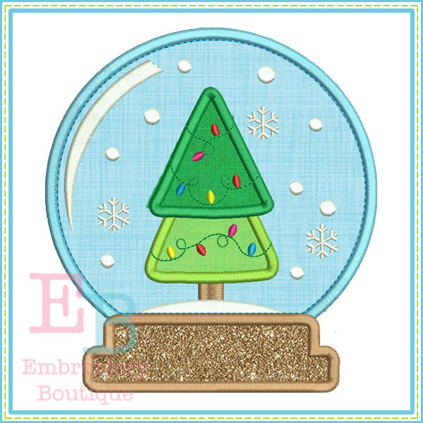 Tree Snow Globe Applique, Applique