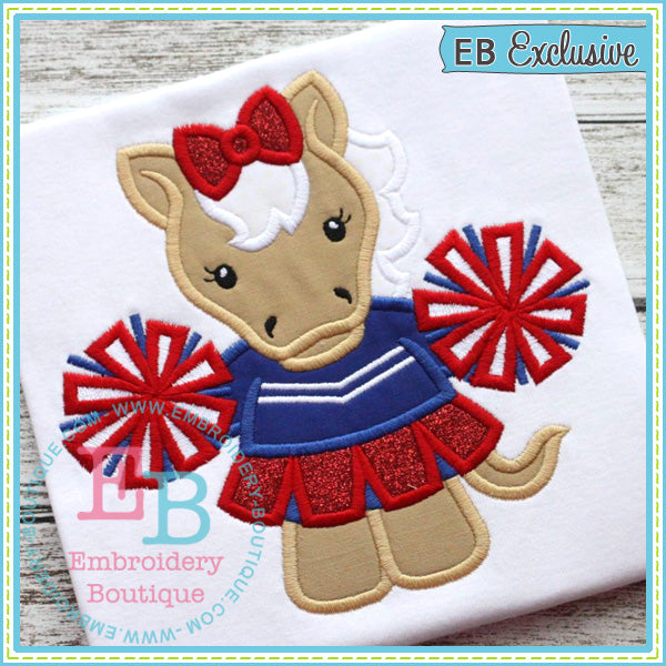 Girl Mustang Mascot Applique, Applique