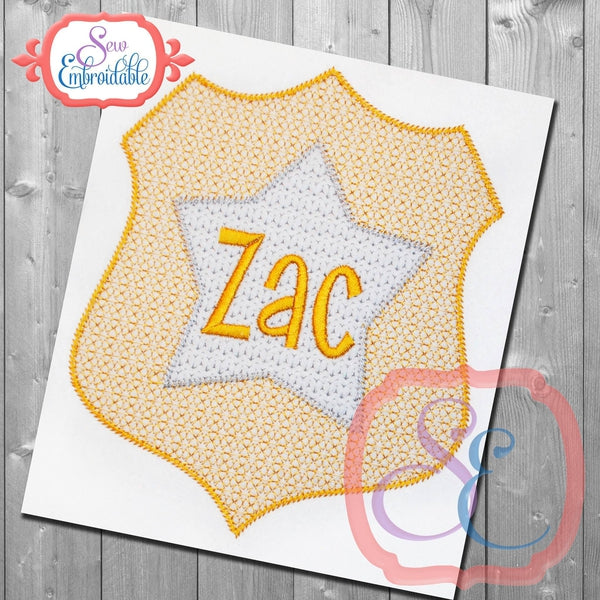 Motif Sheriff Badge Frame, Embroidery