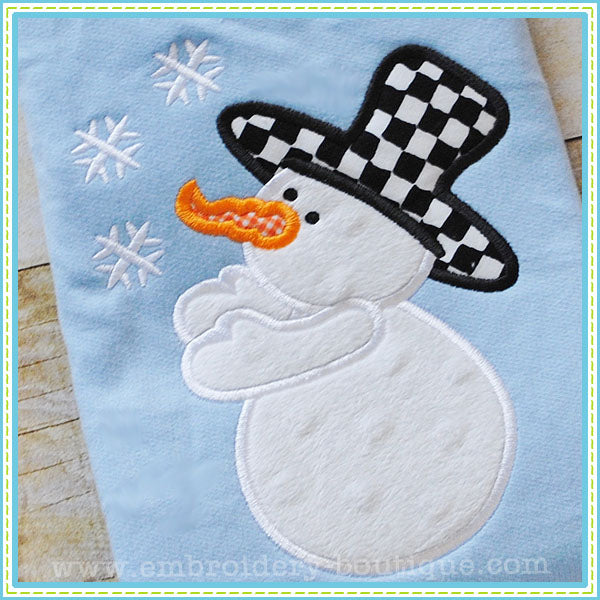 Frosty Flakes Snowman Applique, Applique