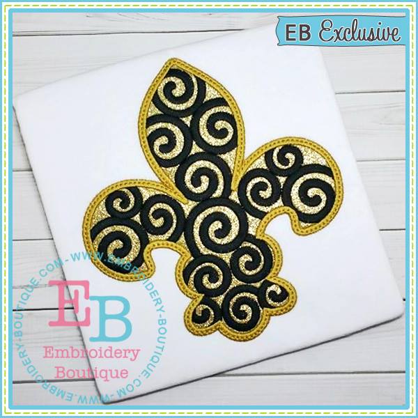 Swirly Fleur De Lis Applique, Applique