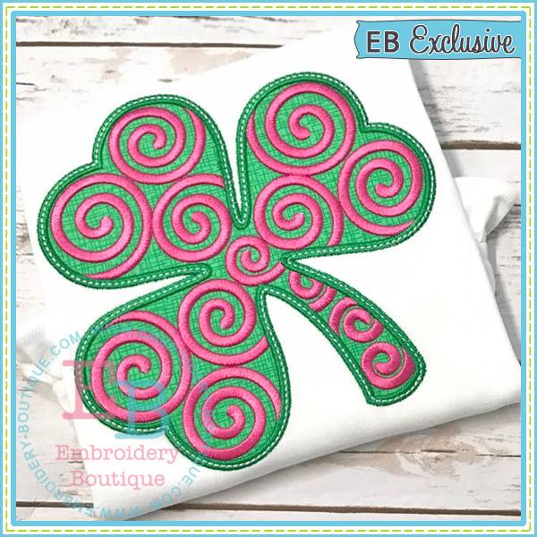 Swirly Shamrock Applique, Applique