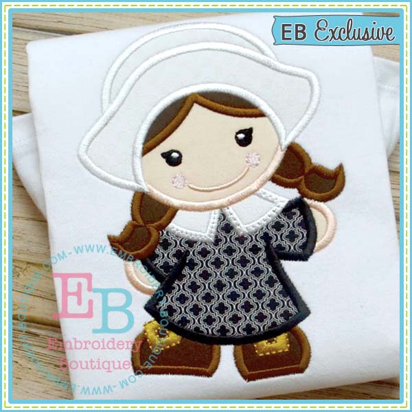 Pilgrim Girl Applique, Applique