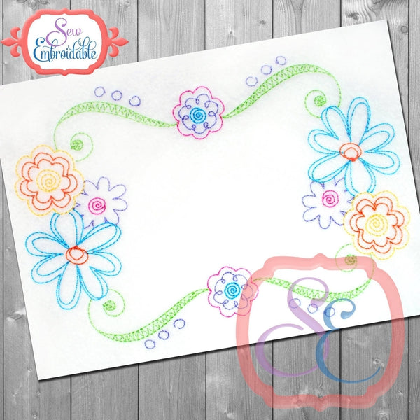 Scribble Floral Frame, Applique