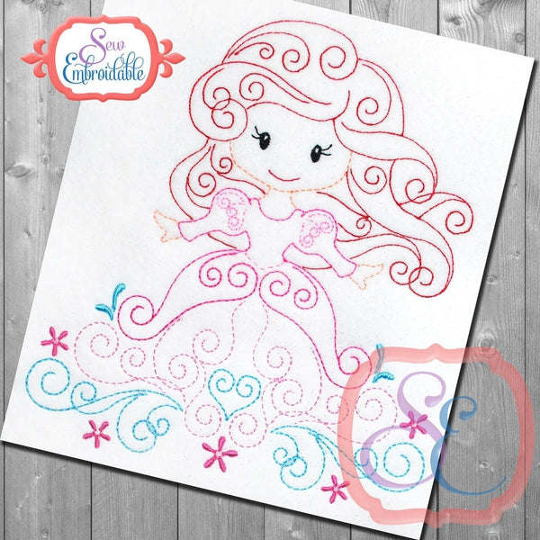 Swirly Princess 4 Embroidery Design, Embroidery