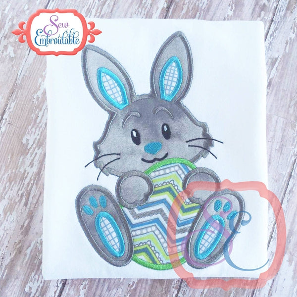 Boy Bunny with Egg Applique, Applique