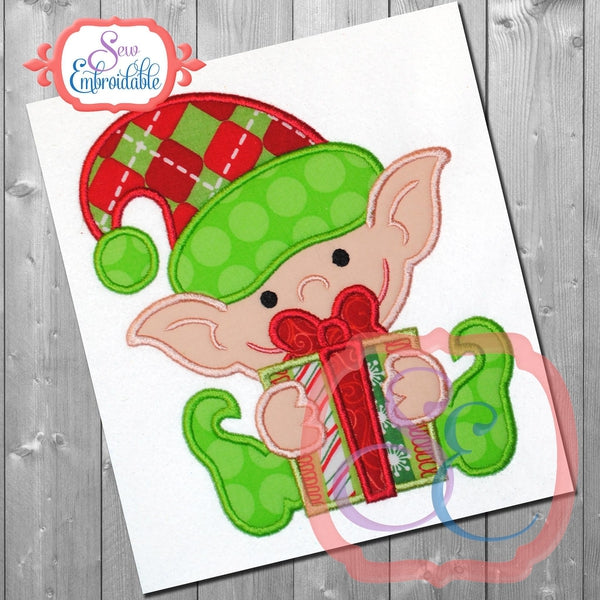 Baby Elf with Gift Applique, Applique