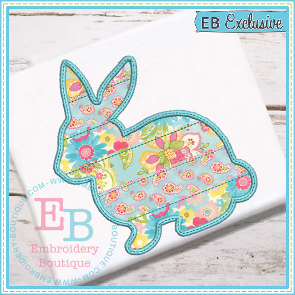 Strip Patchwork Bunny Applique, Applique