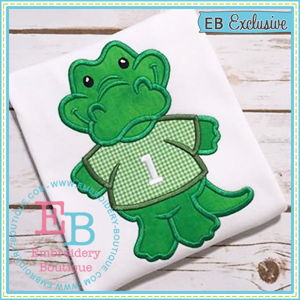 Boy Gator Mascot Applique, Applique