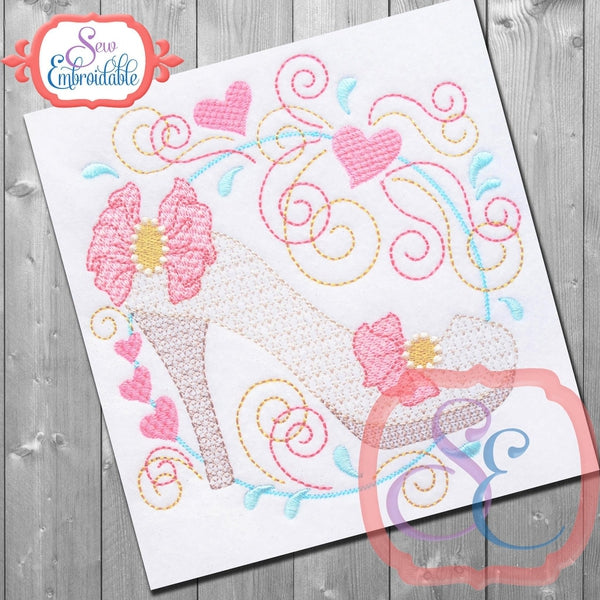 Glass Slipper Embroidery Design, Embroidery