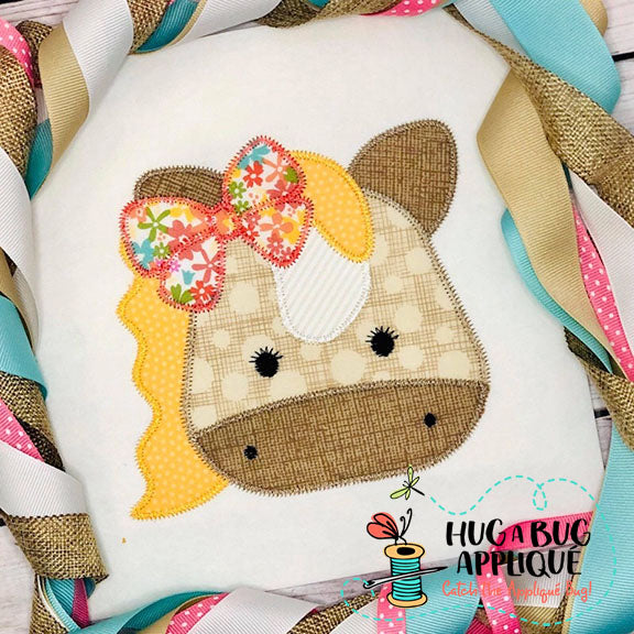 Horse Bow Zig Zag Stitch Applique Design, Applique