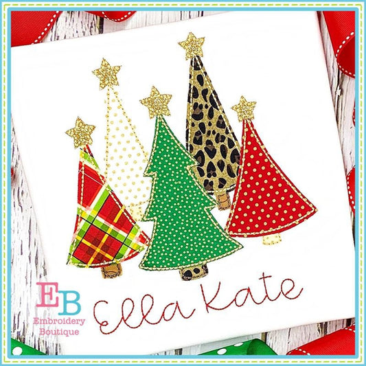 Christmas Trees Bean Applique, Applique
