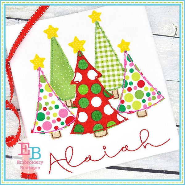 Christmas Trees Bean Applique, Applique