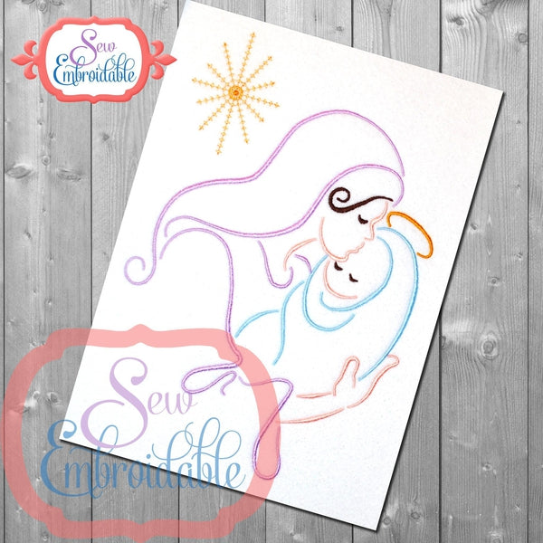 Mary Baby Swirl Embroidery Design, Embroidery