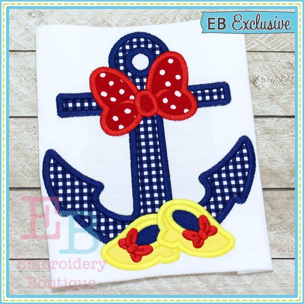 Bow Shoes Anchor Applique, Applique