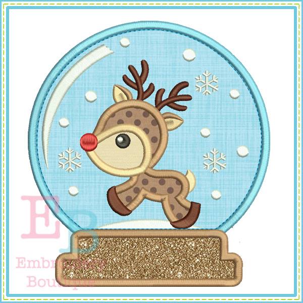 Deer Snow Globe Applique, Applique