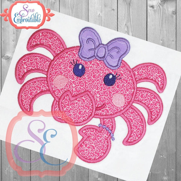 Shy Girl Crab Applique, Applique