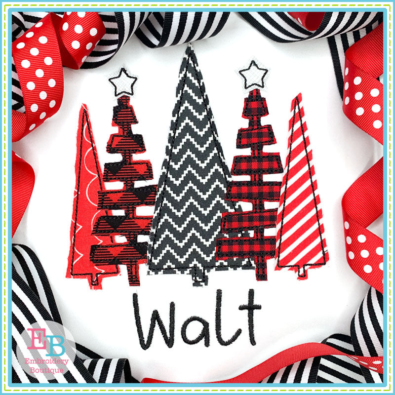 5 Trees Bean Stitch Applique, Applique