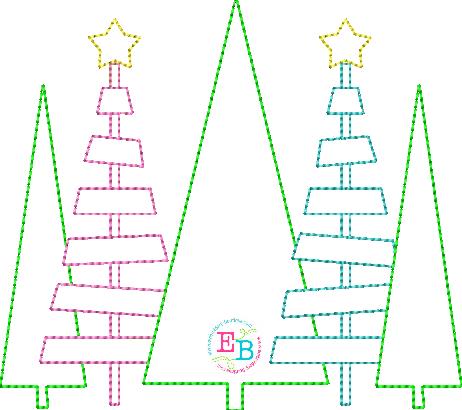 5 Trees Bean Stitch Applique, Applique