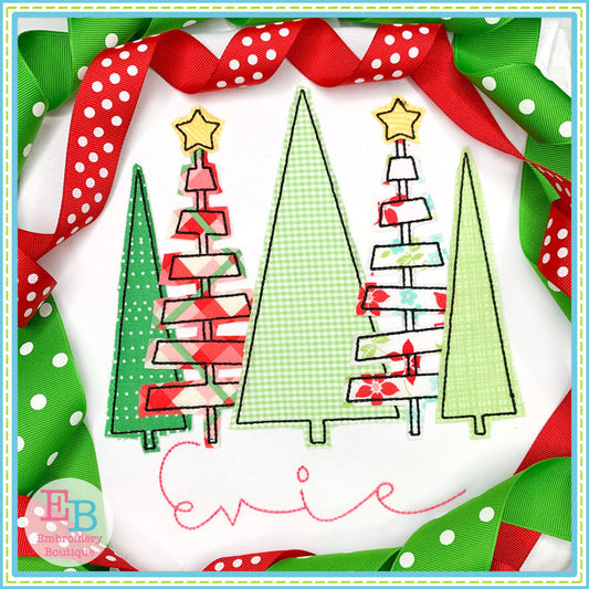 5 Trees Bean Stitch Applique, Applique