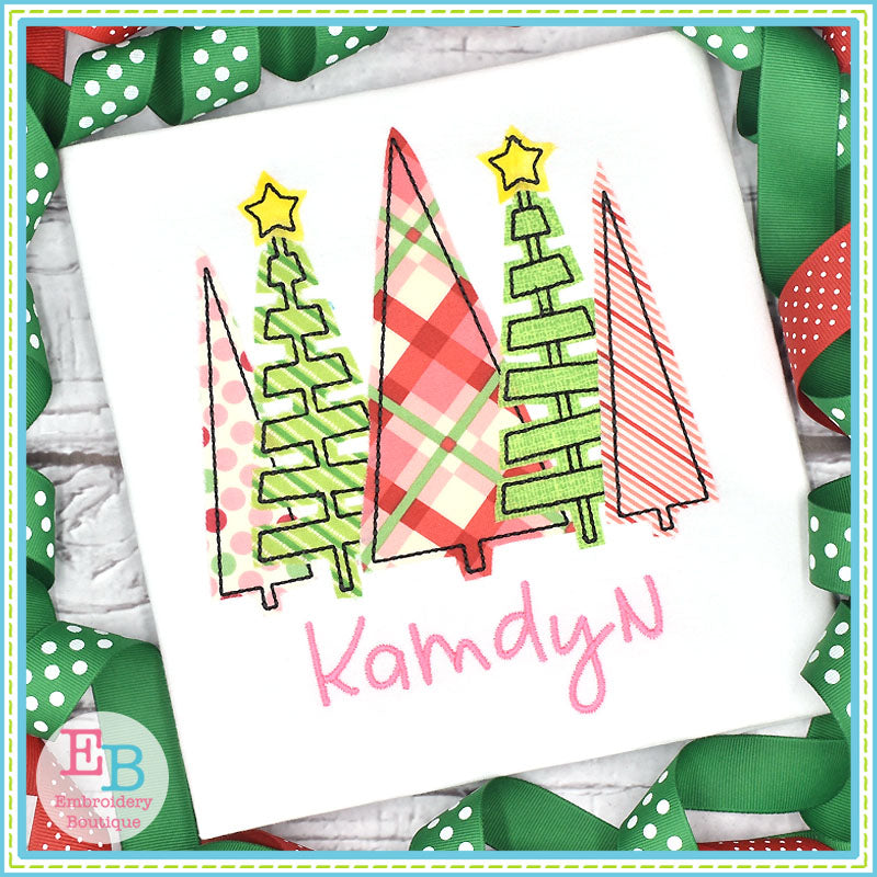 5 Trees Bean Stitch Applique, Applique