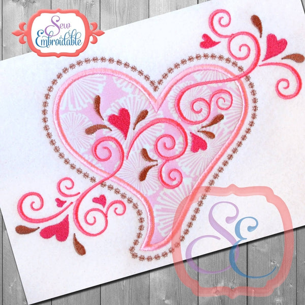 Heart Swirls Applique, Applique