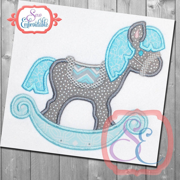 Rocking Horse Boy Applique, Applique
