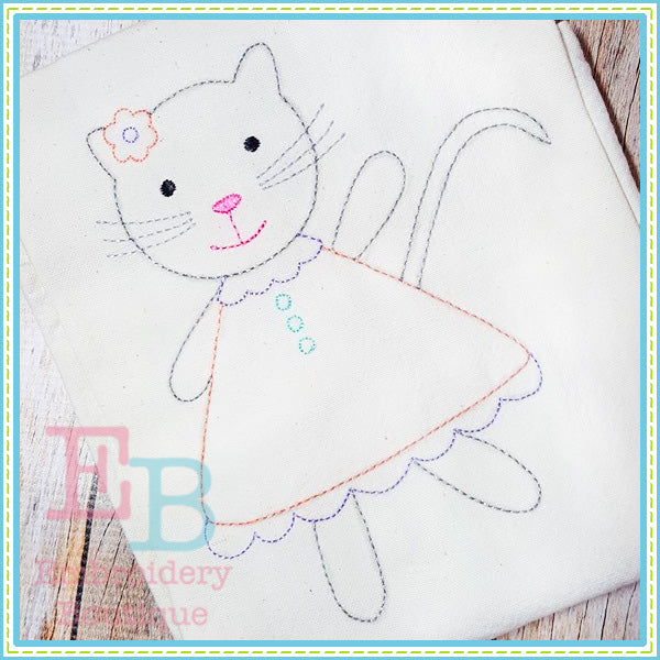 Vintage Cat Dress Design, Applique