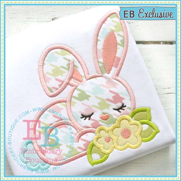 Bunny Flowers Applique, Applique