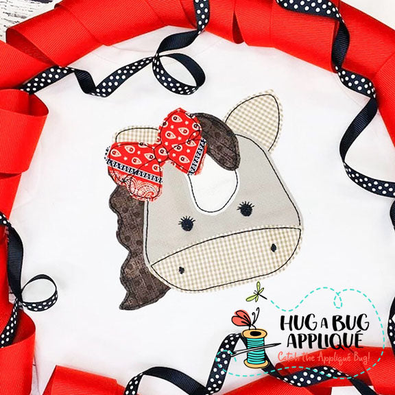 Horse Bow Bean Stitch Applique Design, Applique