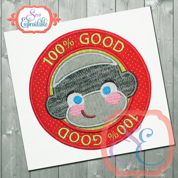 100% Good Boy Monkey Applique, Applique