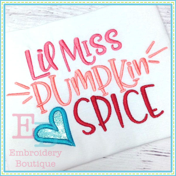 Lil Miss Pumpkin Spice Applique, Applique