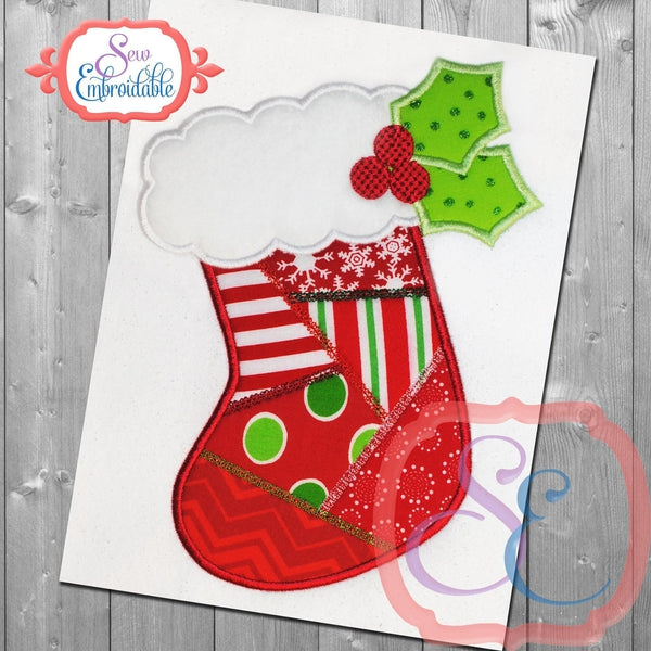 Patchwork Stocking Applique, Applique