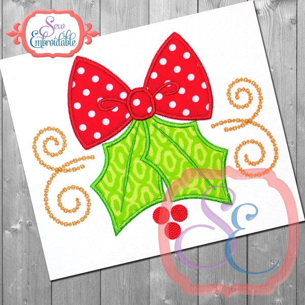 Holly Bow Applique, Applique