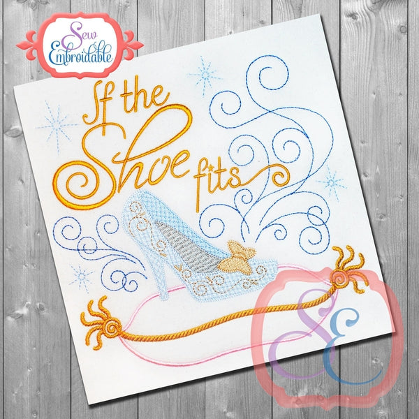 If the Shoe Fits Glass Slipper Motif Design, Embroidery