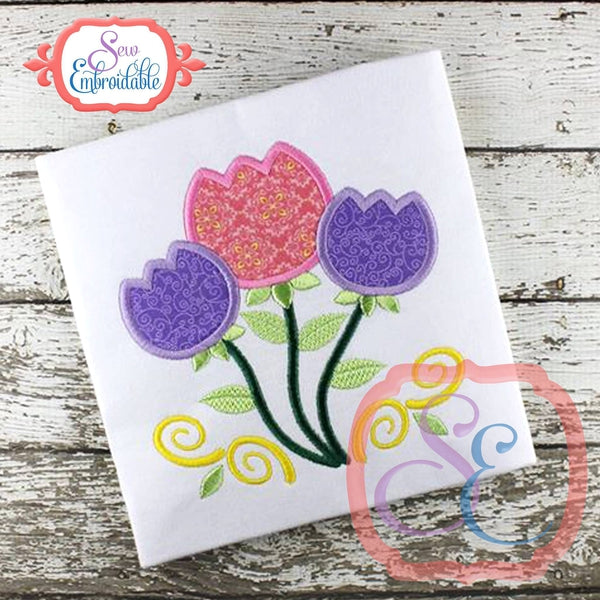 3 Tulips Applique, Applique