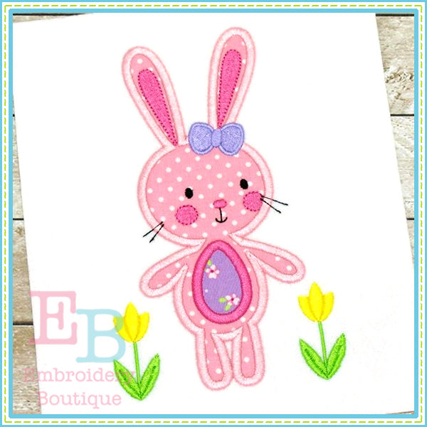 Bunny with Tulips Applique, Applique