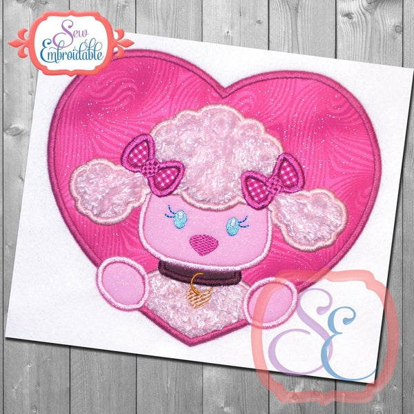 Poodle Heart Applique, Applique