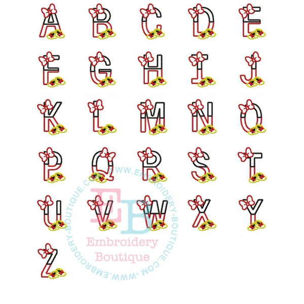 Magical Bow Shoes Applique Alphabet, Applique Alphabet