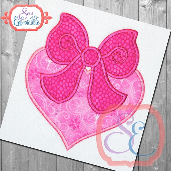 Bow Heart Applique, Applique