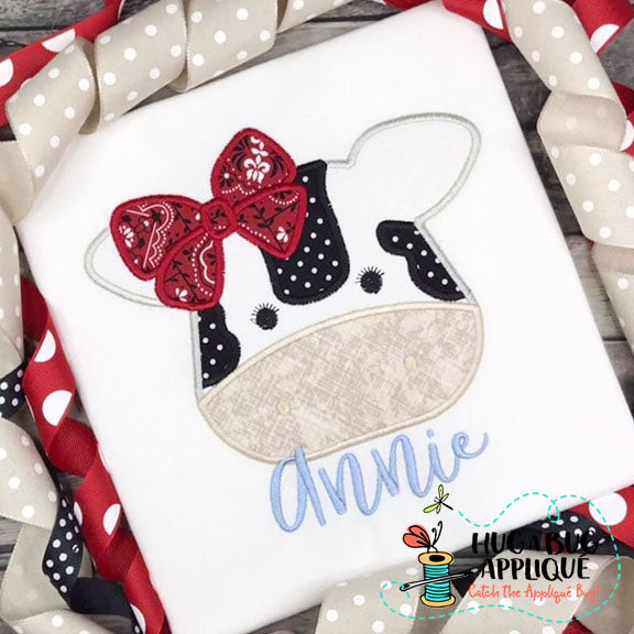 Cow Bow Satin Stitch Applique Design, Applique