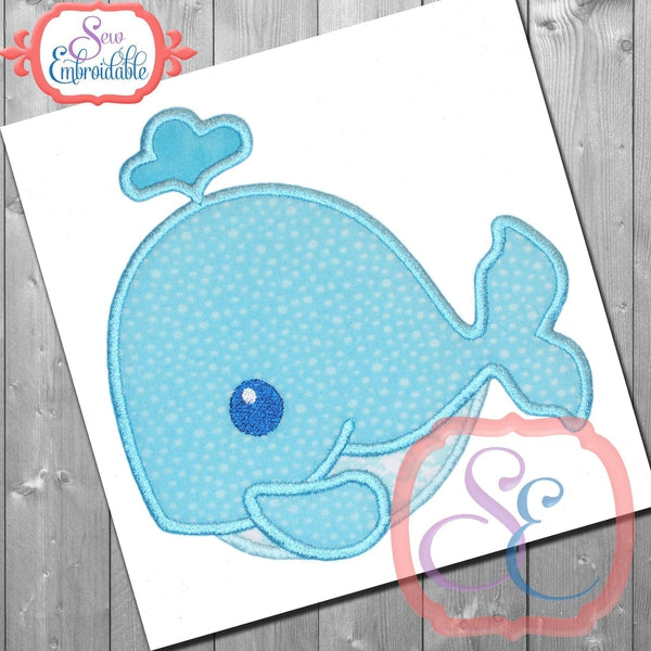 Shy Boy Whale Applique, Applique