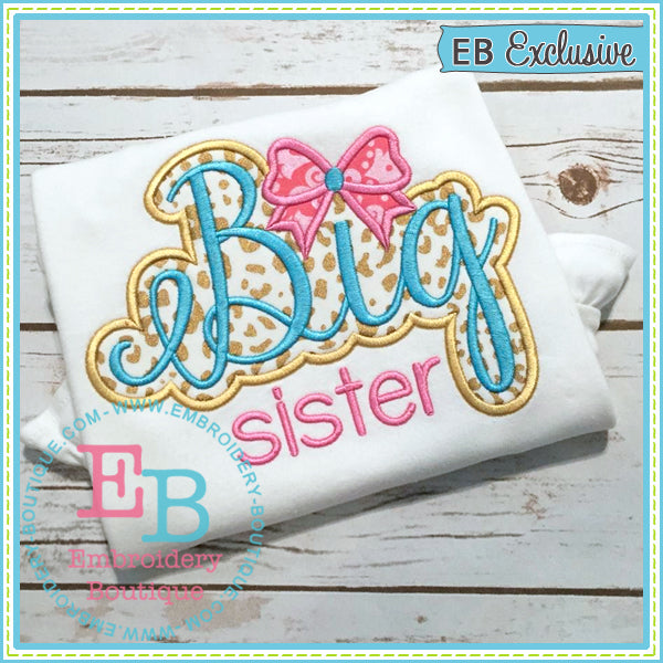 Big Sister Bow Applique, Applique