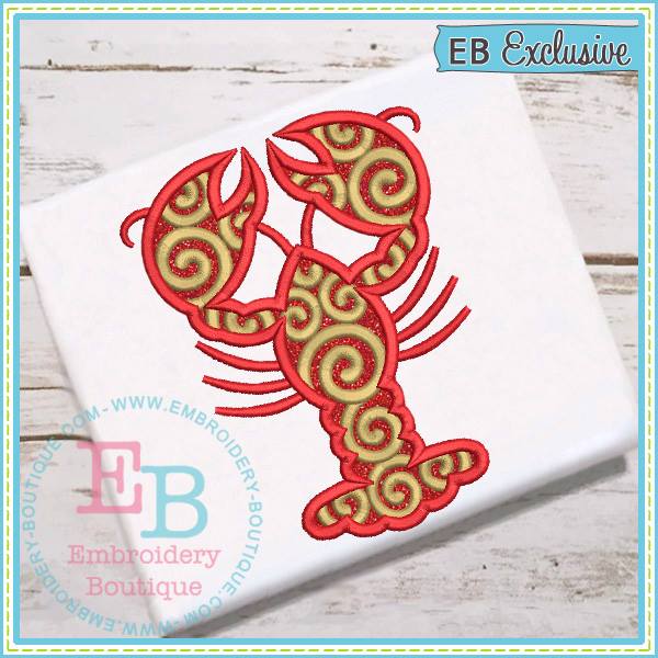 Swirly Crawfish Applique, Applique