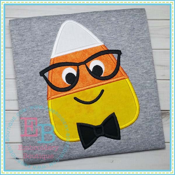 Candy Corn Boy with Glasses Applique, Applique