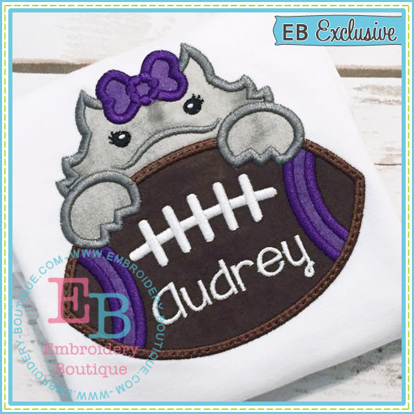 Football Horned Frog Girl Applique, Applique