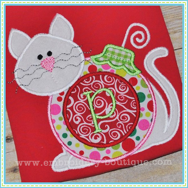 Monogrammed Ornament Kitty Applique, Applique