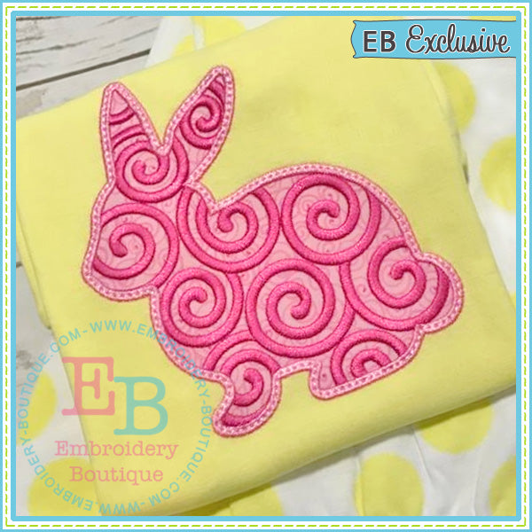 Swirl Bunny Applique, Applique